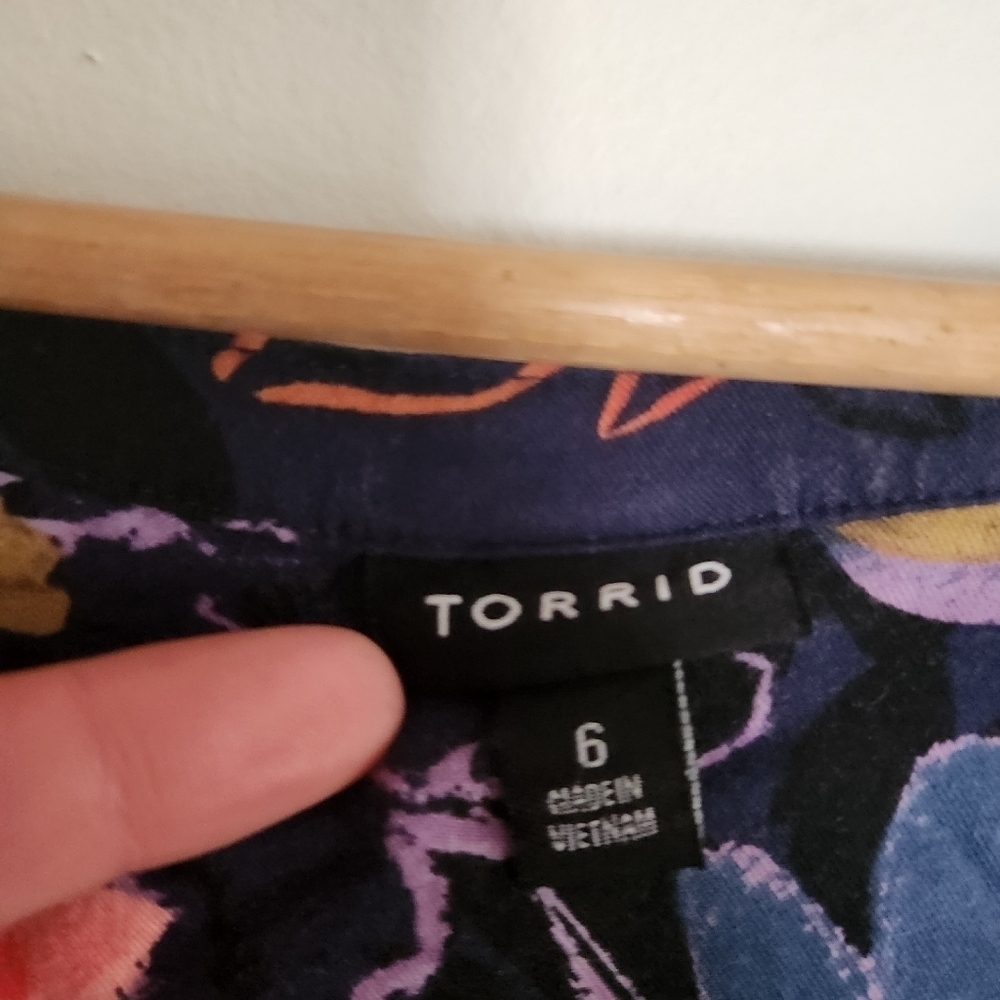 Torrid Tank Mini Dress Floral Blue Pink Tie Waist Plus Sixe 6 X - Picture 2 of 10